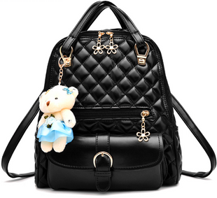 Рюкзак женский кожаный сумка трансформер Taolegy Sweet Bear Черный