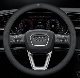 Чехол на руль Lux Ultrathin из натуральной кожи для автомобиля Audi Черный