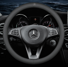 Чохол обплетення на кермо Deluxe з логотипом натуральної шкіри для автомобіля Mercedes