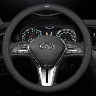 Чехол на руль Lux Ultrathin из натуральной кожи для автомобиля Infiniti Черный