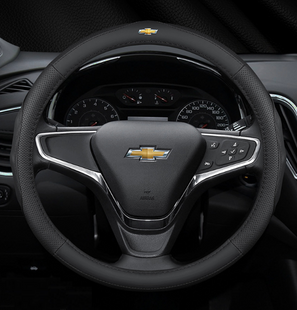 Чехол на руль RocaCar из натуральной кожи для автомобиля Chevrolet Черный