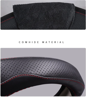 Чехол оплетка на руль RocaCar из натуральной кожи для автомобиля Chevrolet Черный