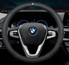 Чехол оплетка на руль RocaCar из натуральной кожи для автомобиля BMW Черный