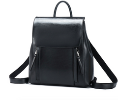 Рюкзак женский трансформер сумка из натуральной кожи Classic Черный