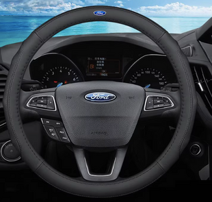 Шкіряний чохол на кермо автомобіля Ford чорний