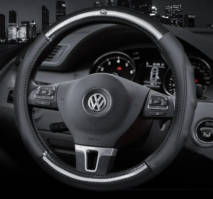 Чохол на кермо Carbon із натуральної шкіри для автомобіля Volkswagen