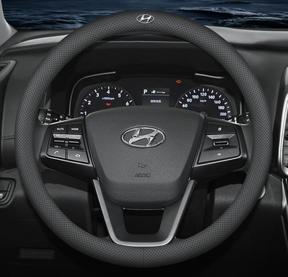 Чехол на руль Deluxe из натуральной кожи для автомобиля Hyundai