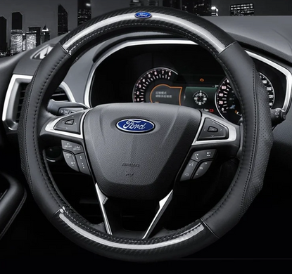 Чохол на кермо Carbon із натуральної шкіри для автомобіля Ford