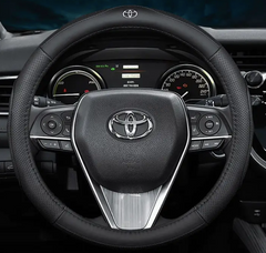 Чехол оплетка на руль RocaCar из натуральной кожи для автомобиля Toyota Черная
