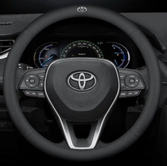 Чехол на руль Lux Ultrathin из натуральной кожи для автомобиля Toyota Черный