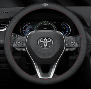Чехол на руль Lux Ultrathin из натуральной кожи для автомобиля Toyota Красный