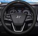 Кожаный чехол на руль автомобиля Hyundai черный