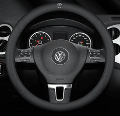 Чехол на руль Lux Ultrathin из натуральной кожи для автомобиля Volkswagen Черный