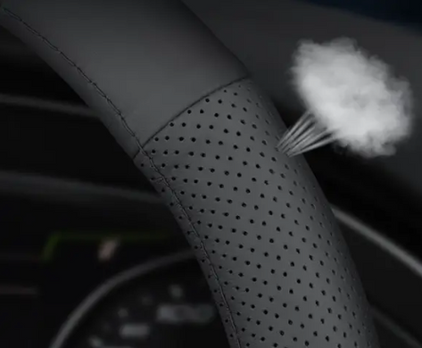 Чехол на руль Lux Ultrathin из натуральной кожи для автомобиля Volkswagen Черный