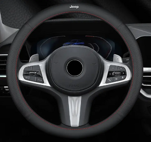 Чехол на руль Lux Ultrathin из натуральной кожи для автомобиля Jeep Красный