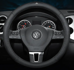 Чехол оплетка на руль RocaCar из натуральной кожи для автомобиля Volkswagen Черная