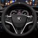 Кожаный чехол на руль автомобиля Skoda черный