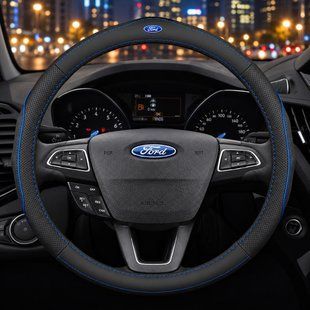 Чехол на руль RocaCar из натуральной кожи для автомобиля Ford Синий