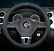Чехол оплетка на руль RocaCar из натуральной кожи для автомобиля Volkswagen Синий