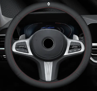 Чехол на руль Lux Ultrathin из натуральной кожи для автомобиля Renault Красный