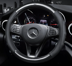 Чохол на кермо Carbon із натуральної шкіри для автомобіля Mercedes