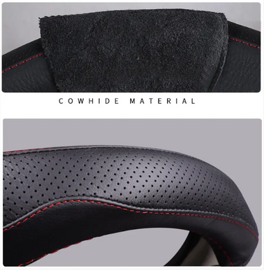 Чехол оплетка на руль RocaCar из натуральной кожи для автомобиля Mazda Черная