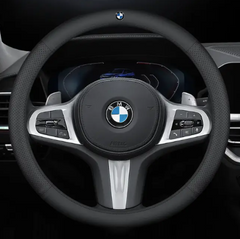 Чехол на руль Lux Ultrathin из натуральной кожи для автомобиля BMW Черный