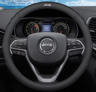 Кожаный чехол на руль автомобиля Jeep черный