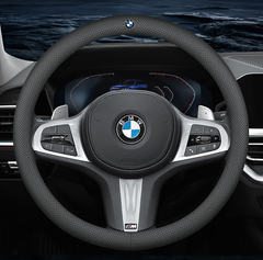 Чохол обплетення на кермо Deluxe з логотипом натуральної шкіри для автомобіля BMW