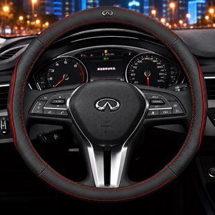 Чехол на руль RocaCar из натуральной кожи для автомобиля Infiniti Красный