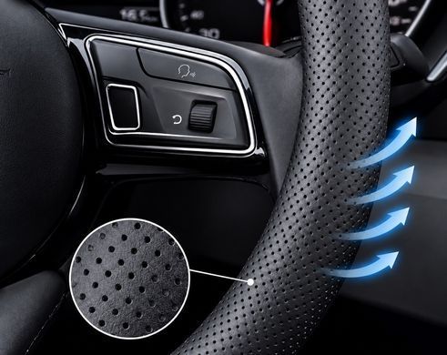 Чехол на руль Deluxe из натуральной кожи для автомобиля Peugeot